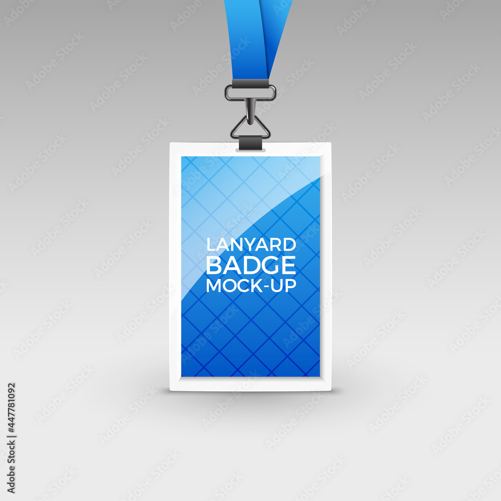 Lanyard badge id card template. Blank identity lanyard plastic and metal tag design name for company Lanyard badge id card template. Blank identity lanyard plastic and metal tag design name for company