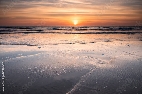 beautiful sunset on North sea beach