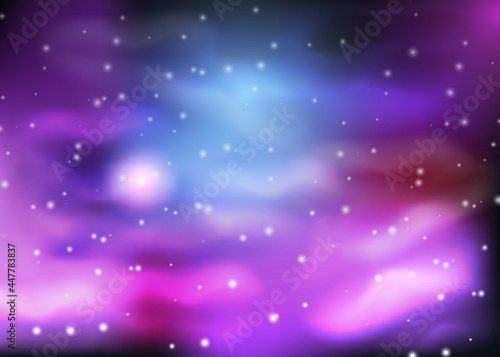 Colorful space galaxy background with shining stars, stardust and nebula