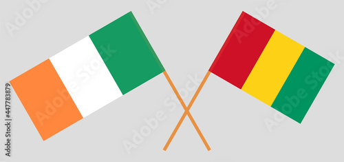 Crossed flags of Ireland and Guinea. Official colors. Correct proportion