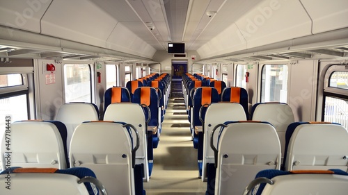 Interior of the  train without passengers. © Grand Warszawski