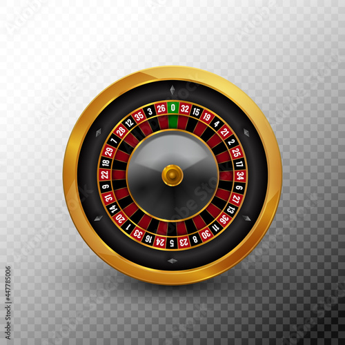 Roulette wheel vector casino fortune gold spin circle. Roulette realistic icon black vegas game background