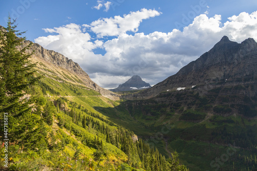 View into valley and mountains in Glacier National Park, Montana, USA © Martina