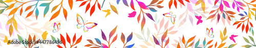 Horizontal banner with multicolored twigs. Vector illustration