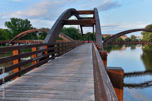 Canvas Print The Tridge a bridge that conects a three parts of  Midland, Michigan