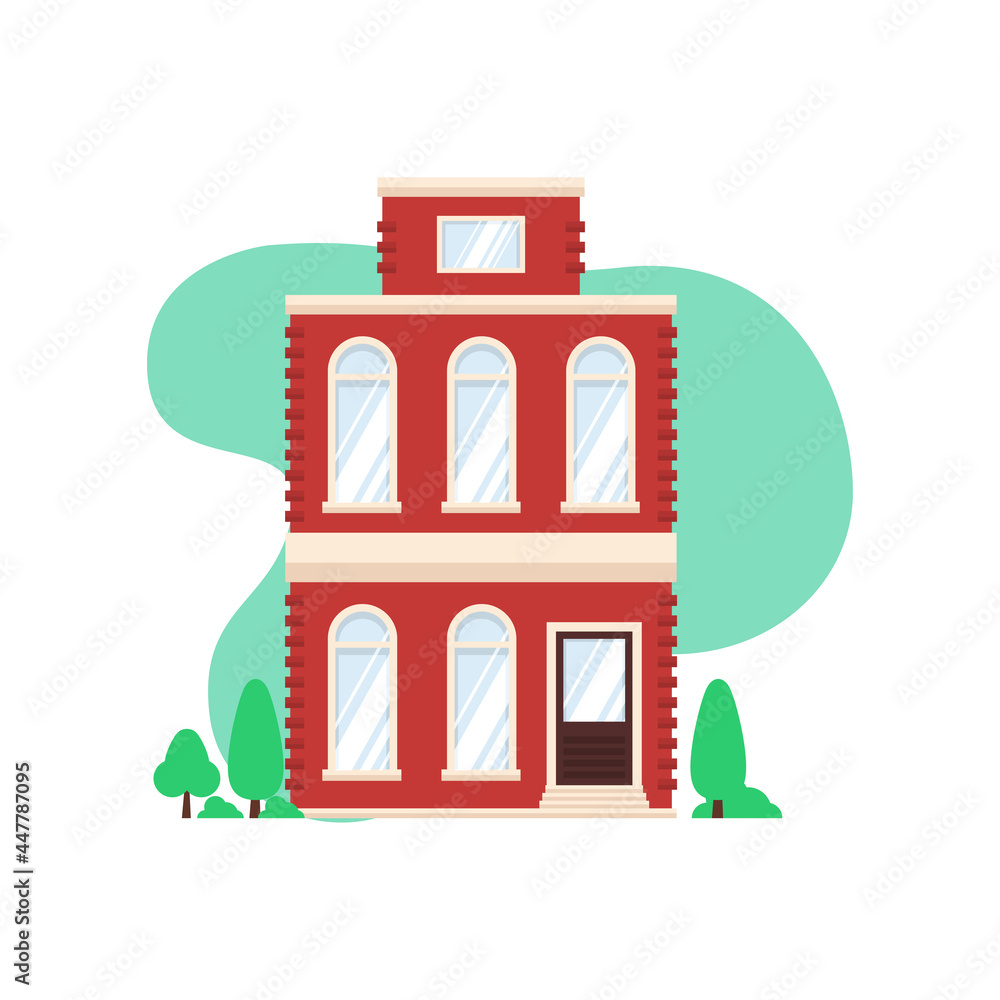 Fototapeta premium Skyscrapers buildings. Towers city business architecture, apartment and office building, urban landscape. Vector illustration in trendy flat style isolated on white background