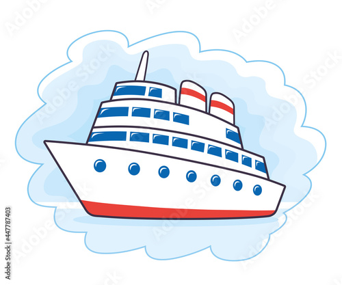 Cruise ship at sea cartoon icon
