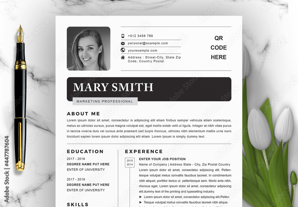 Professional Resume Layout Stock Template Adobe Stock Professional Resume Layout Stock Template Adobe Stock