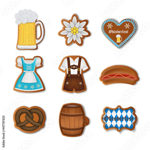 Set of isolated Oktoberfest gingerbread cookies