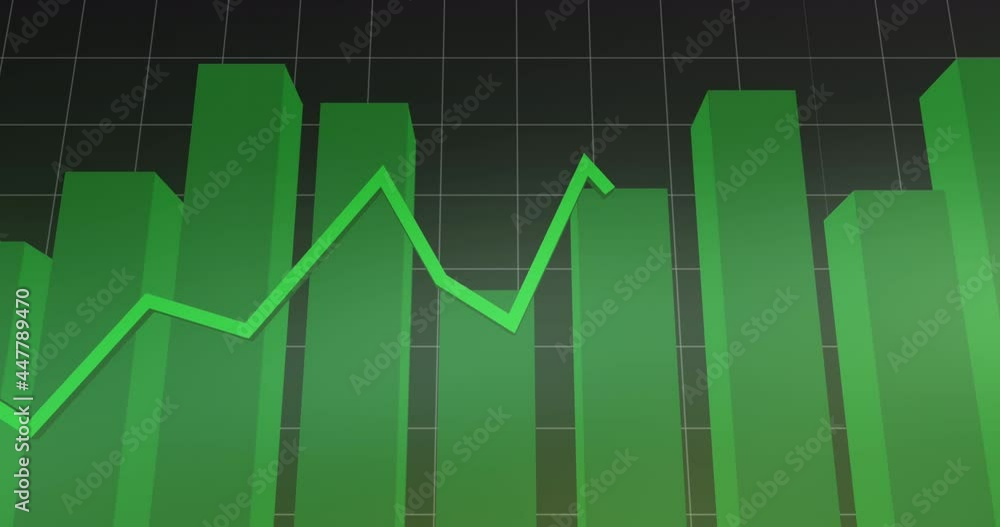 Animation of green line over statistics and data processing Animation of green line over statistics and data processing
