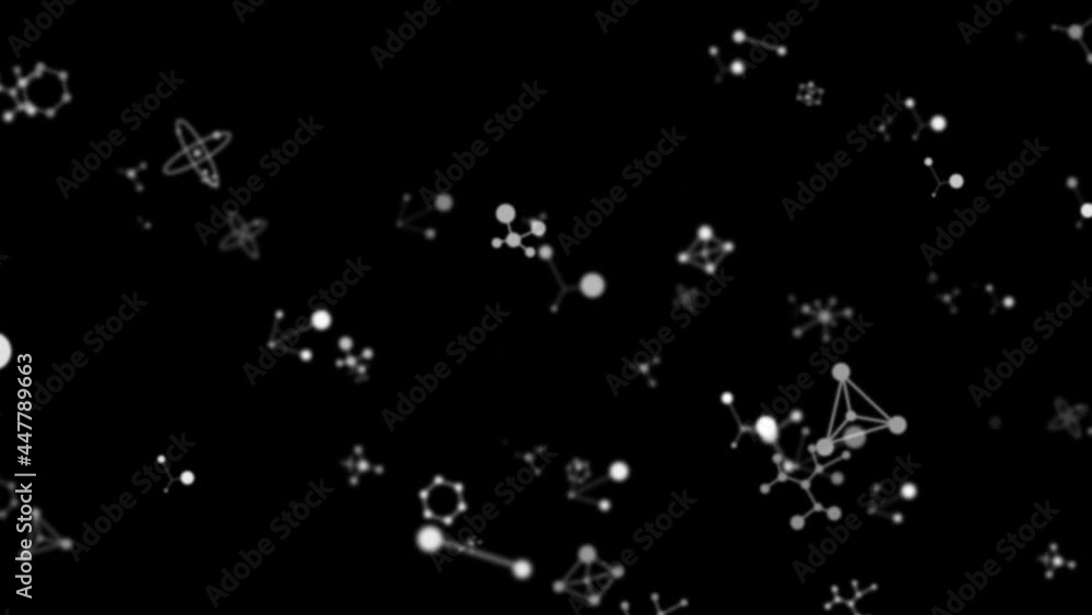 Animation of communication networks floating over dark blue cloud on black background Animation of communication networks floating over dark blue cloud on black background