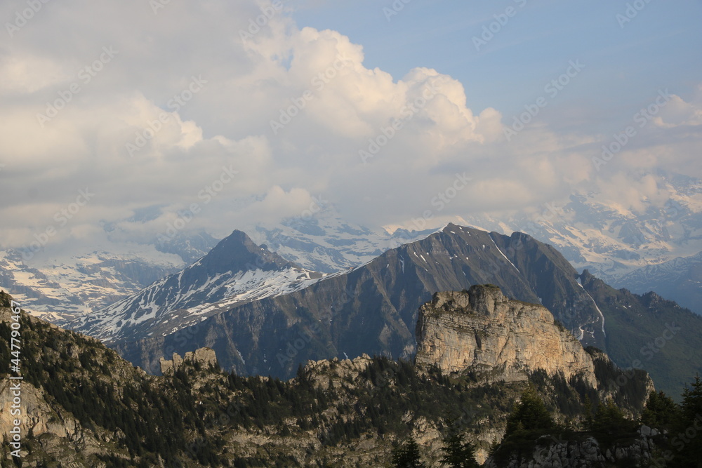 Maenlichen, Tschuggen and Lauberhorn. Mountains near Grindelwald, Switzerland.