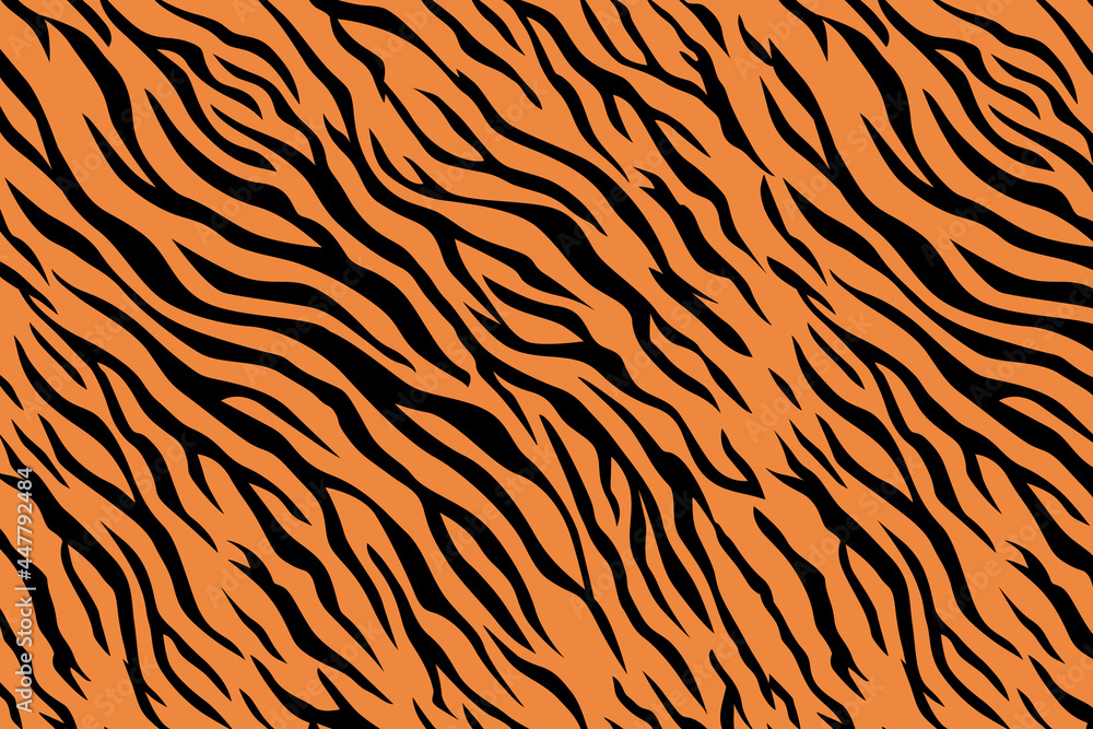 Tiger safari texture background print. Black and orange stripped tiger skin  pattern. African tiger. Stock Illustration