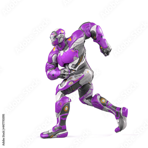 future soldier is walking on white background side view
