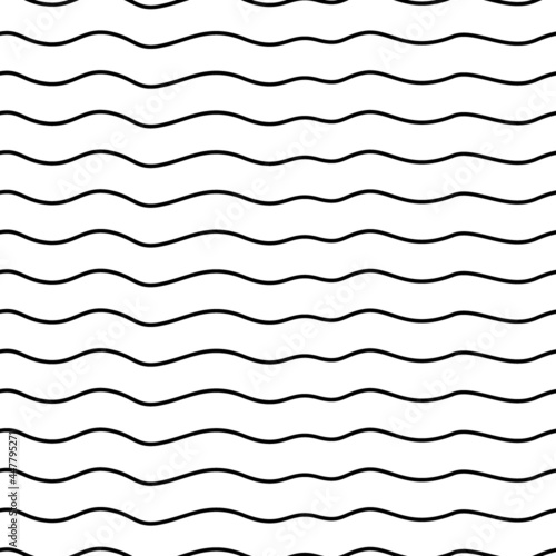 Curves seamless pattern. Jagged stripes ornament. Linear waves motif. Curved lines print. Striped background. Broken line shapes wallpaper. Wavy stripe figures. Ethnical textile print. Vector artwork.