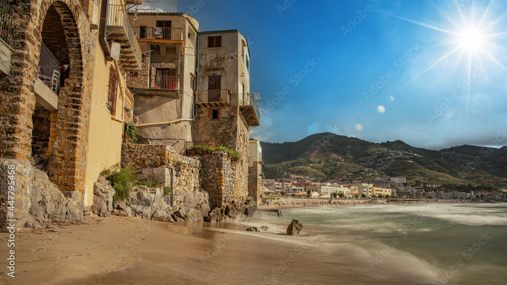 Naklejka premium Cefalu, medieval village Sicily, province Palermo, Italy