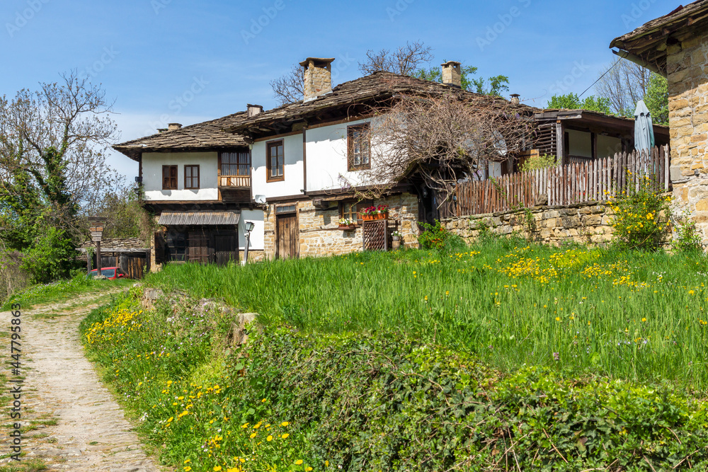 Street and old houses at historical village of Bozhentsi, Bulgaria Street and old houses at historical village of Bozhentsi, Bulgaria