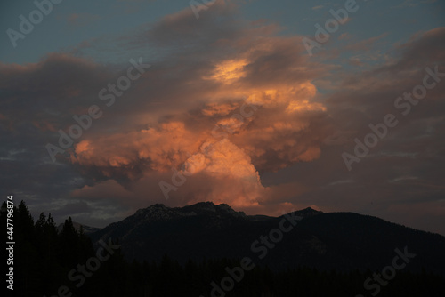 Blow Up on the Tamarack Fire Over the Eastern Sierras from the Lake Tahoe Basin in California