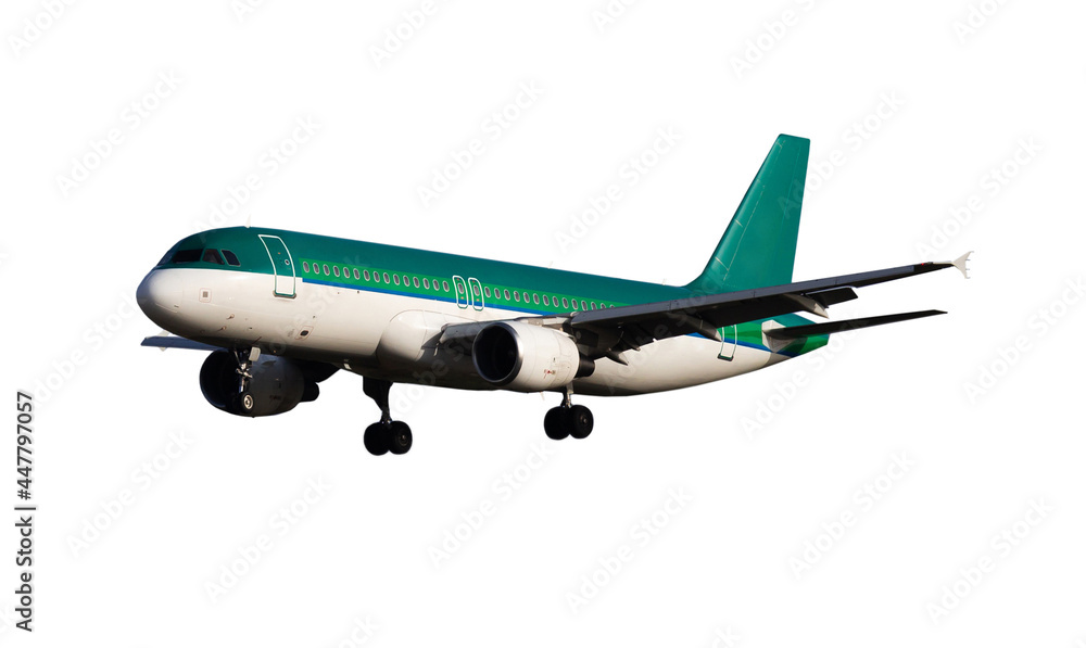Naklejka premium Modern comfortable commercial passenger airplane isolated on white background. High quality photo