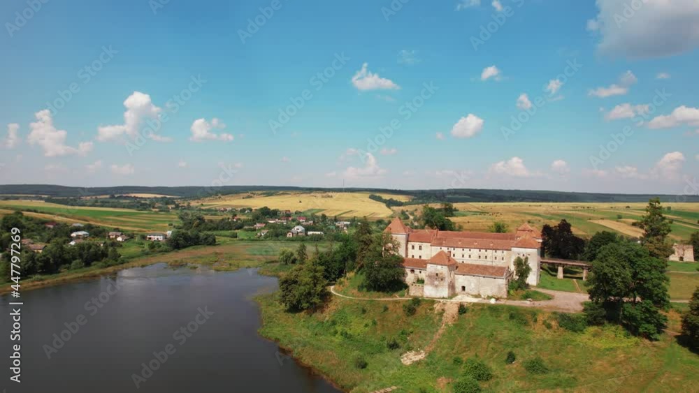 Aerial view Shot of the historical castle before sunset. 4K video footage. Aerial view Shot of the historical castle before sunset. 4K video footage.
