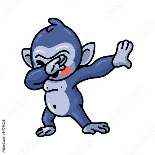 Cute baby gorilla cartoon dabbing