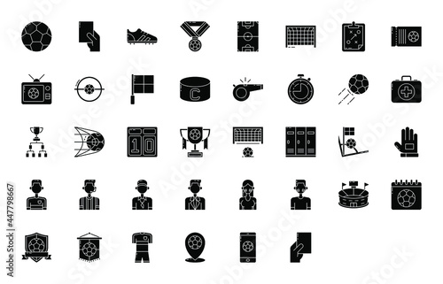 Football soccer glyph icons set