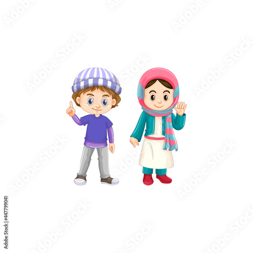 flat boy and girl character on white background