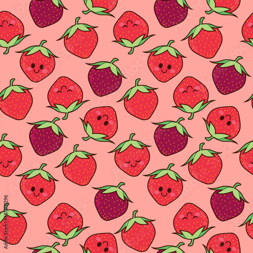 Seamless cute strawberry fr...