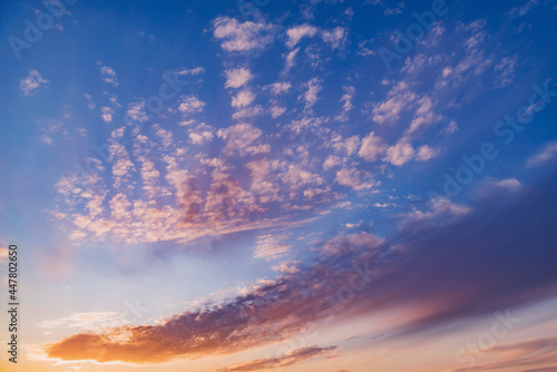 Amazing cloudscape on the sky at sunrise time.