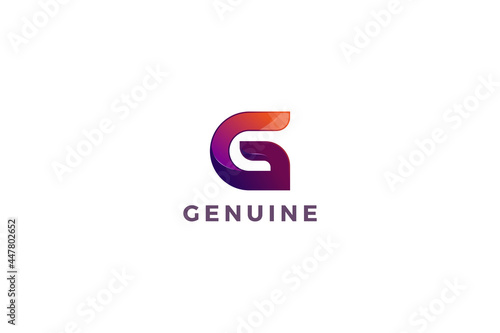Letter G 3d creative genuine purple color technological corporate logo design