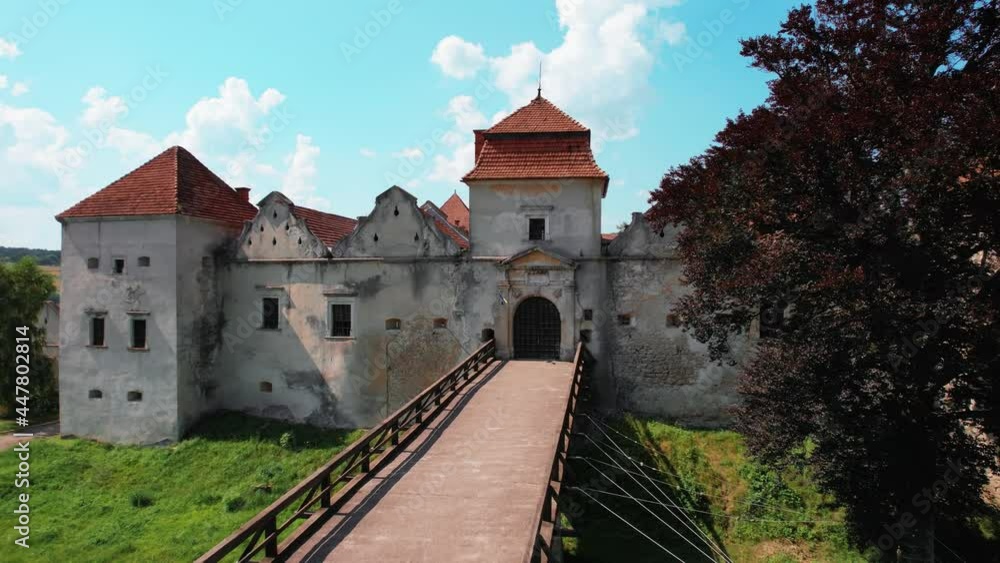 Aerial view Shot of the historical castle before sunset. 4K video footage. Aerial view Shot of the historical castle before sunset. 4K video footage.