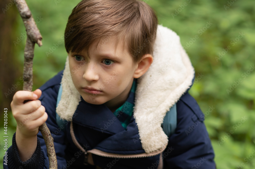 surprised shocked boy in the forest, portrait surprised shocked boy in the forest, portrait