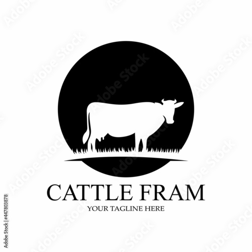 Premium quality Grass Cow Angus Farm Castle Logo Icon Vector
