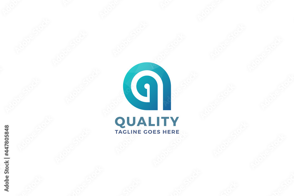Letter q blue color quality logo in a droplet shield corporate logo Letter q blue color quality logo in a droplet shield corporate logo