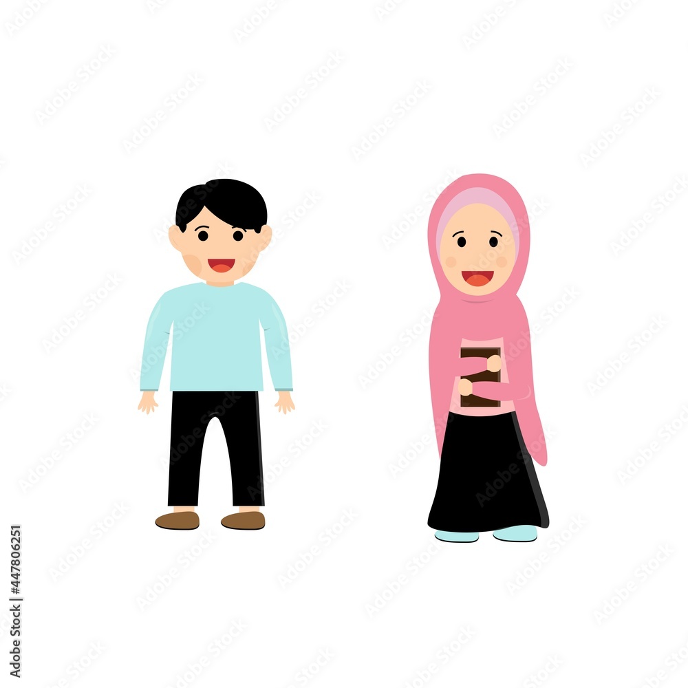 illustration of men and women muslim character illustration of men and women muslim character