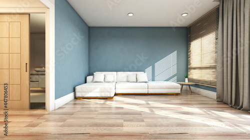 Living room with Wall Background. 3D illustration  3D rendering 