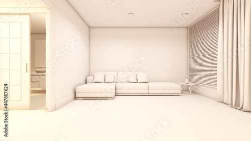 Living room with Wall Background. 3D illustration  3D rendering  