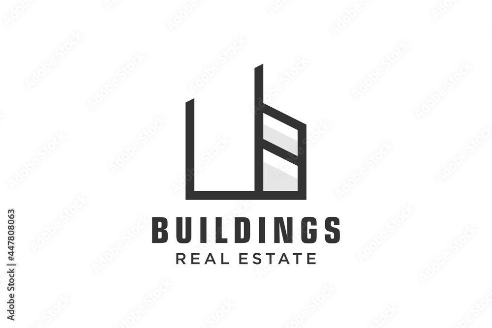 Letter U Simple modern building architecture logo design with line art skyscraper graphic Letter U Simple modern building architecture logo design with line art skyscraper graphic