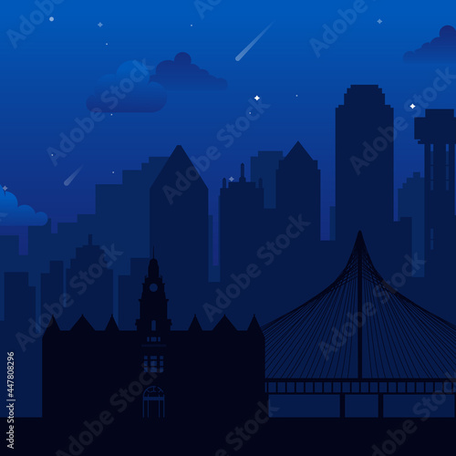 Dallas, USA famous city scape view background.