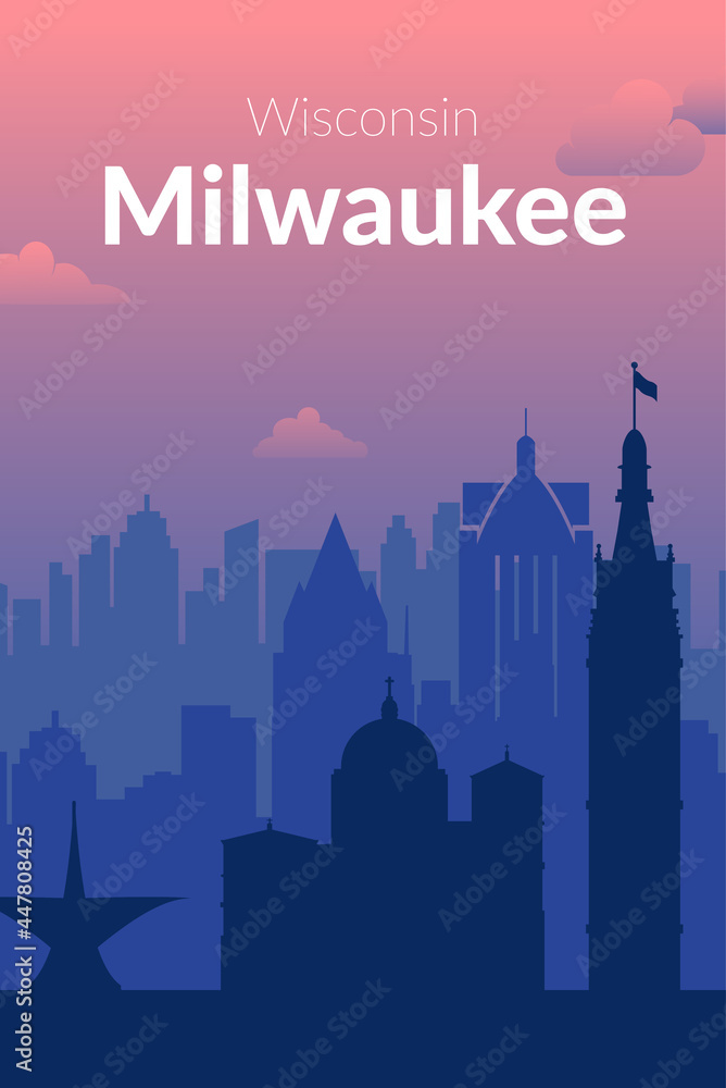 Milwaukee, USA famous city scape view background.