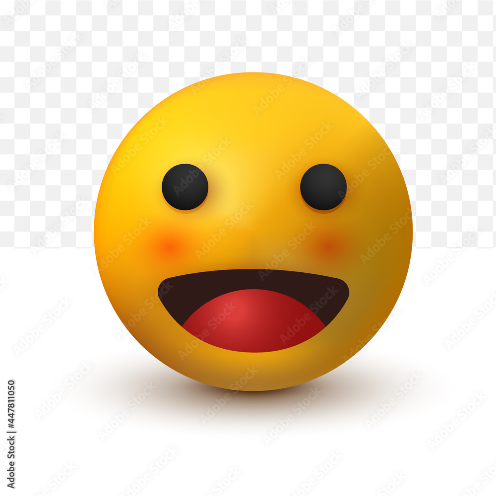 open smile emoji 3d of social media reaction emoticon on white transparent background open smile emoji 3d of social media reaction emoticon on white transparent background