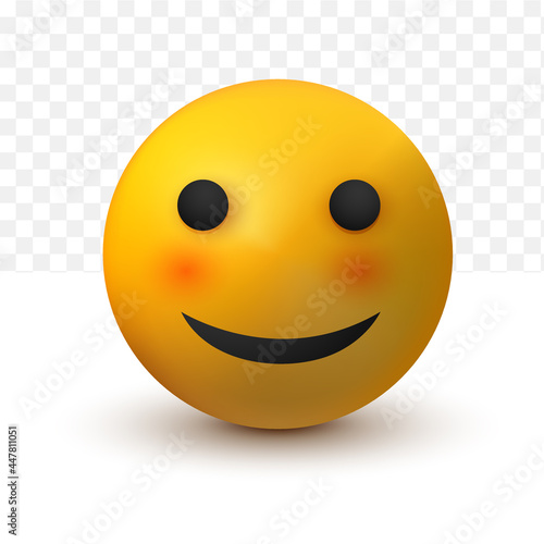 smile emoji 3d of social media reaction emoticon on white transparent background