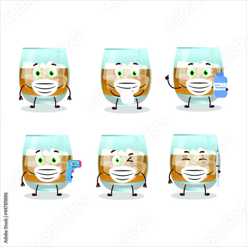 A picture of rum drink cartoon design style keep staying healthy during a pandemic. Vector illustration