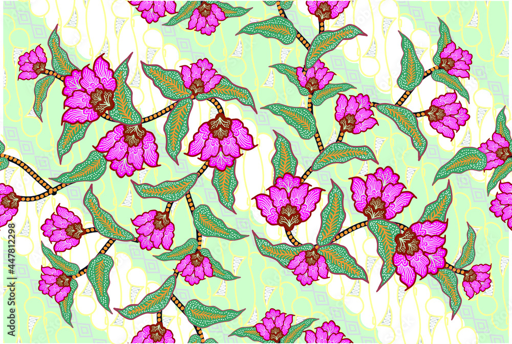 Indonesian batik motifs with very distinctive plant patterns Indonesian batik motifs with very distinctive plant patterns