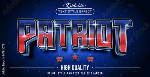 Editable text style effect - Patriot text style theme.