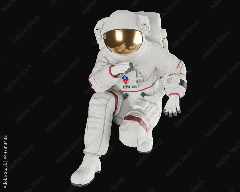 astronaut posing like space parson in-universe 3d render with black background astronaut posing like space parson in-universe 3d render with black background