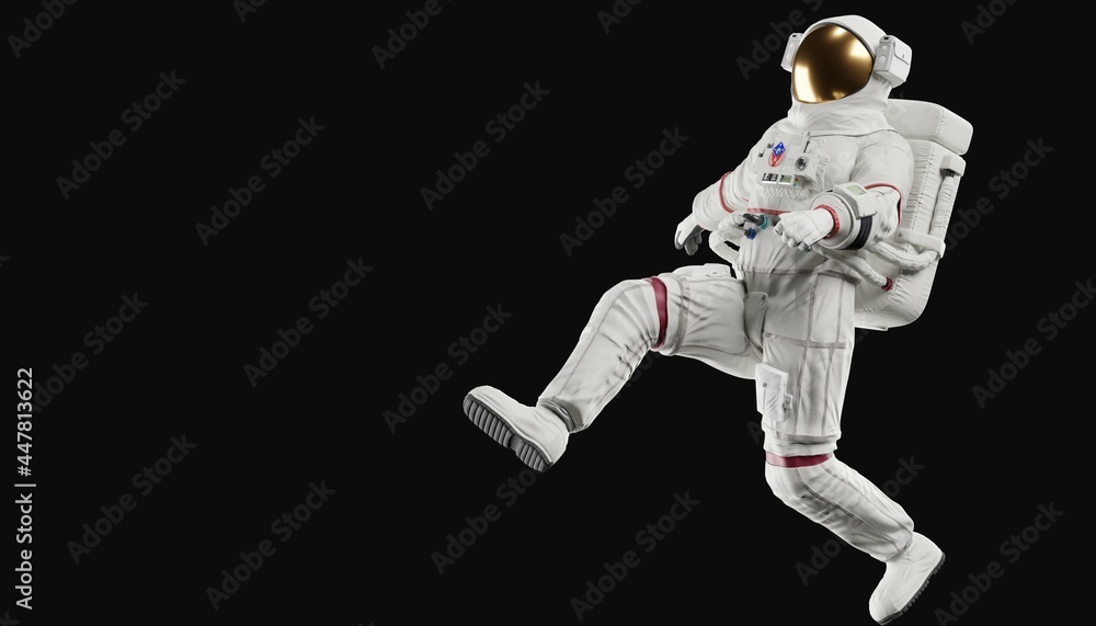 astronaut posing like space parson in-universe 3d render with black background astronaut posing like space parson in-universe 3d render with black background