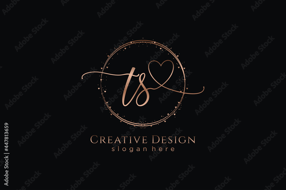 Vetor de Initial TS handwriting logo with circle template vector logo ...