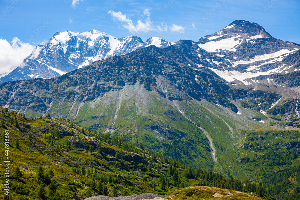 Scenic view of Alpine landscape on mountain Simplon Pass