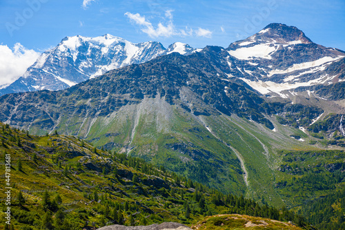 Scenic view of Alpine landscape on mountain Simplon Pass © JackF
